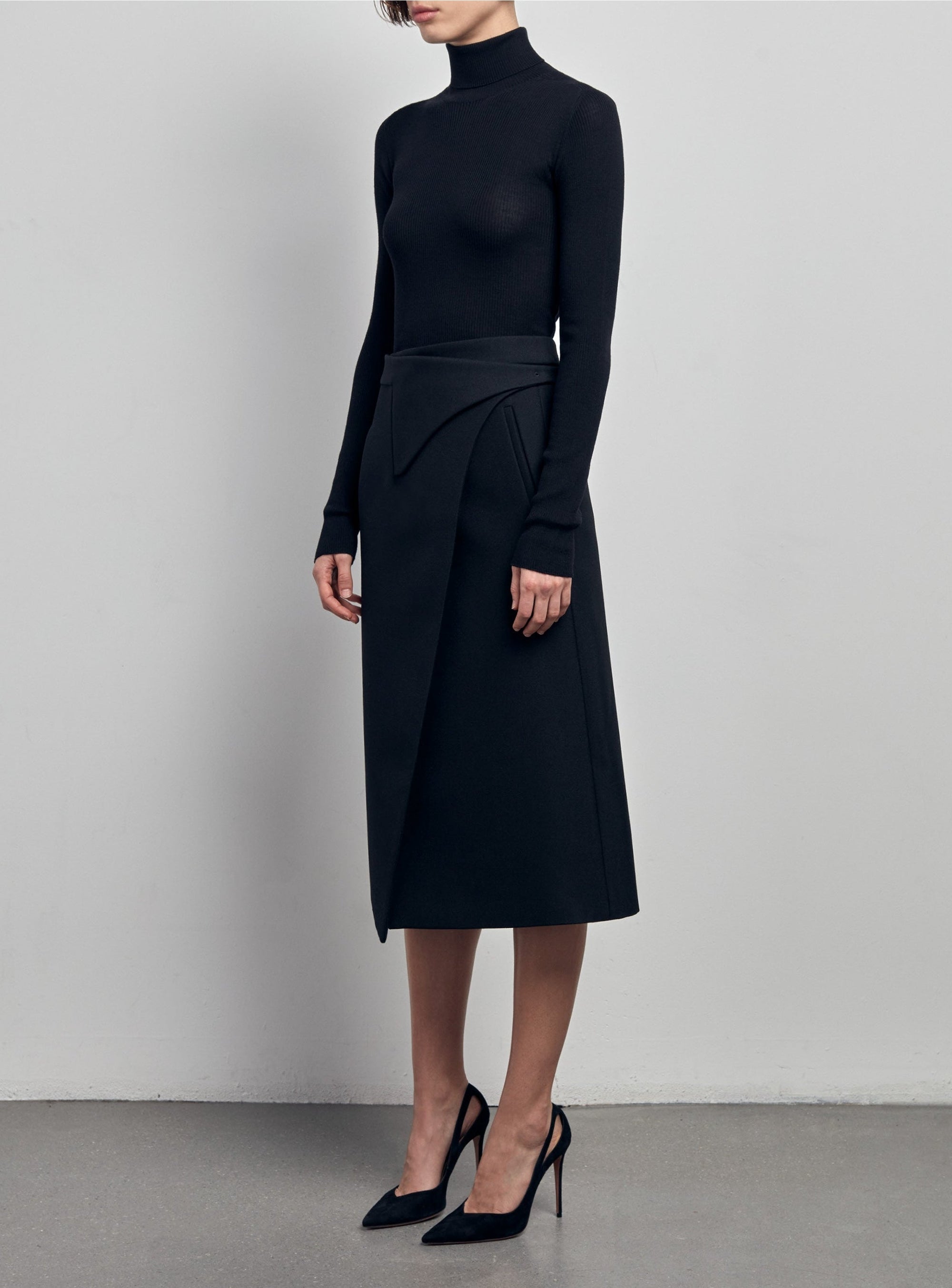 Wrap Skirt Midi - Black