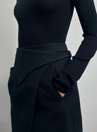 Wrap Skirt Midi - Black