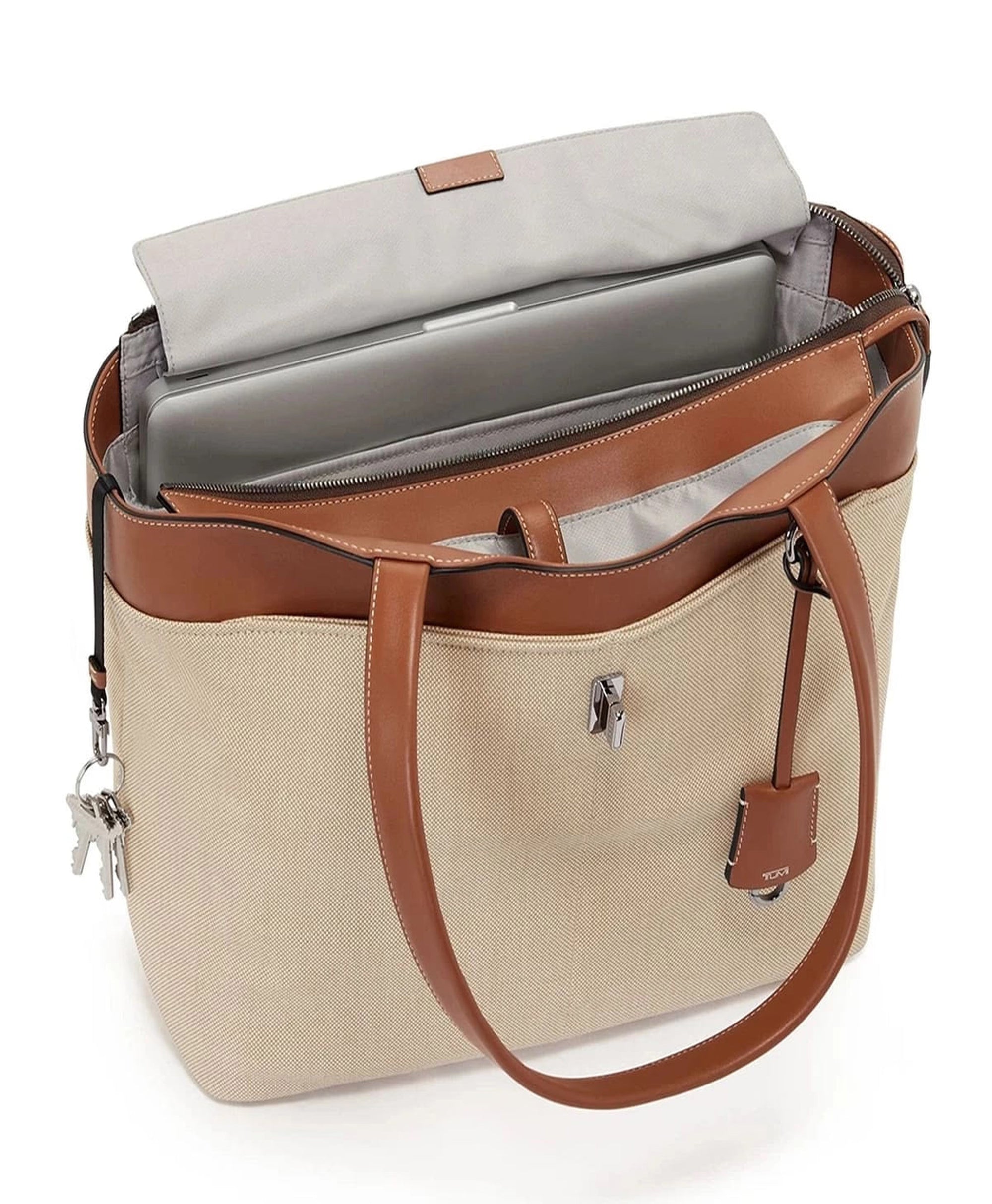 Graz Mezzanine tote bag - Natural & Saddle