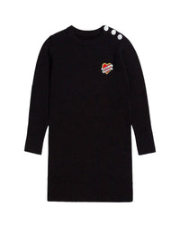 Robe en laine à fermeture boutonnée à l'épaule - Black