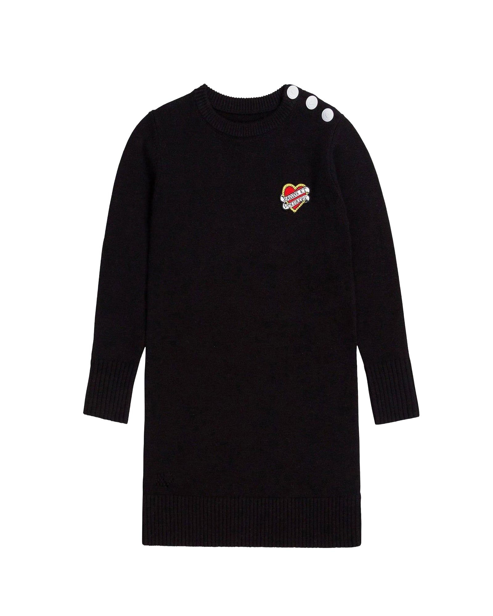 Dress with wool and cashmere fastening - Black