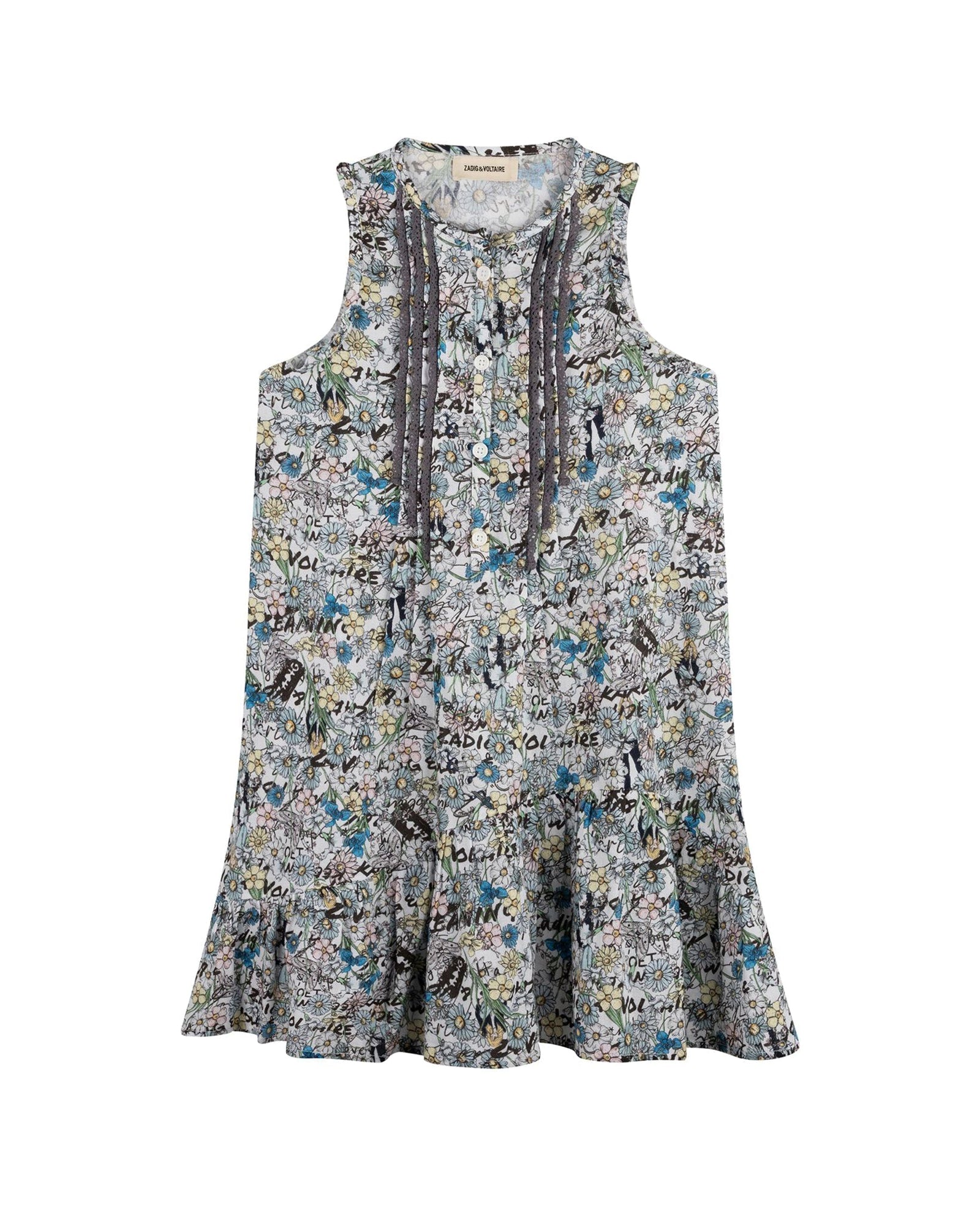 Robe imprimée all over fleurs - Ciel