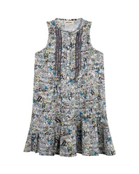 Robe en crêpe de viscose imprimée all over fleurs - Ciel