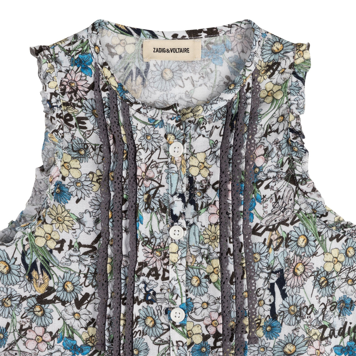 Robe en crêpe de viscose imprimée all over fleurs - Ciel
