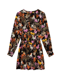 Robe imprimée chevaux à fermeture zippée dos - Black
