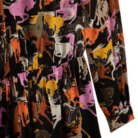 Robe imprimée chevaux à fermeture zippée dos - Black