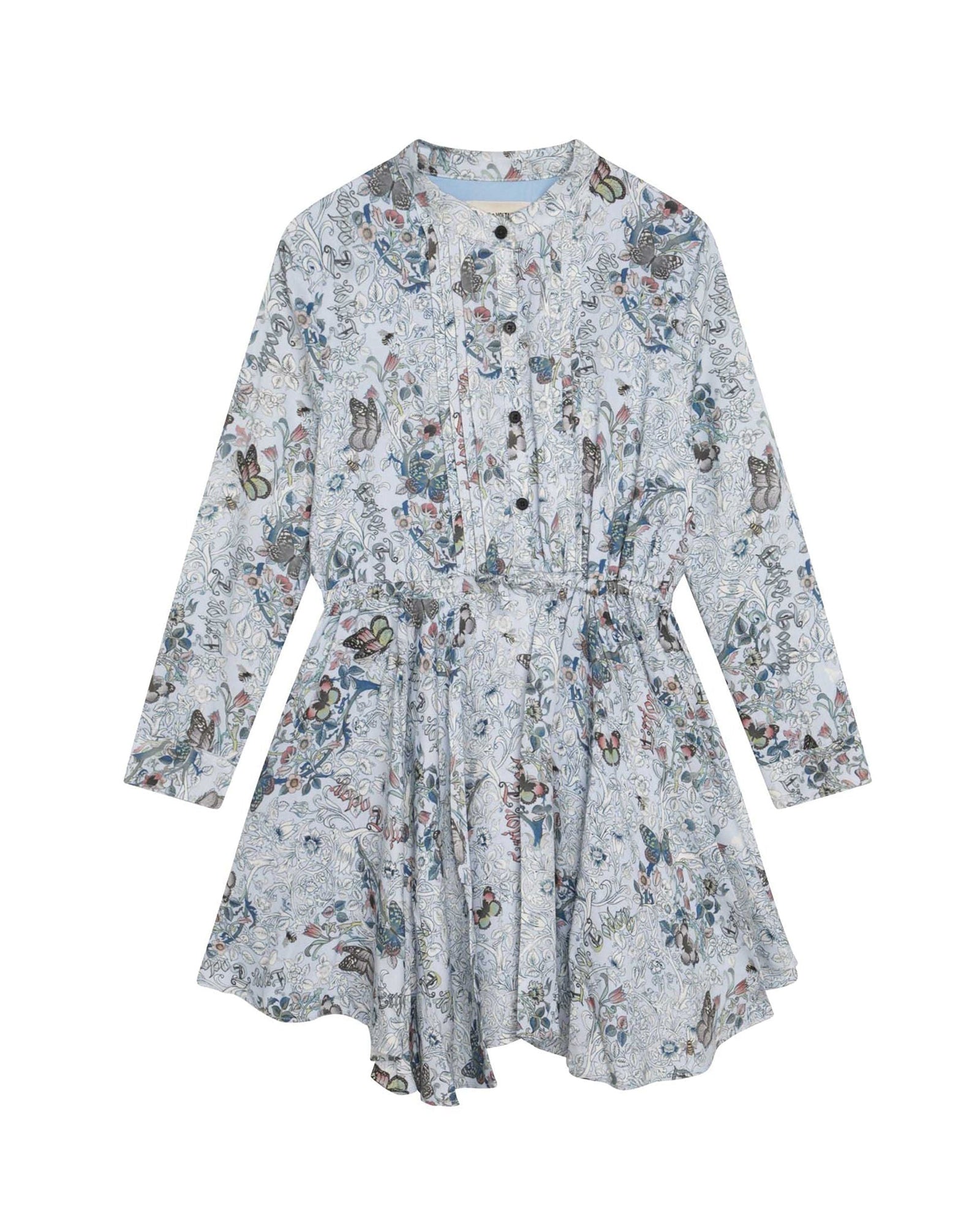 Robe imprimée papillons à fermeture boutonnée - Pale blue
