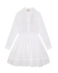 Long-sleeved formal dress in cotton - White