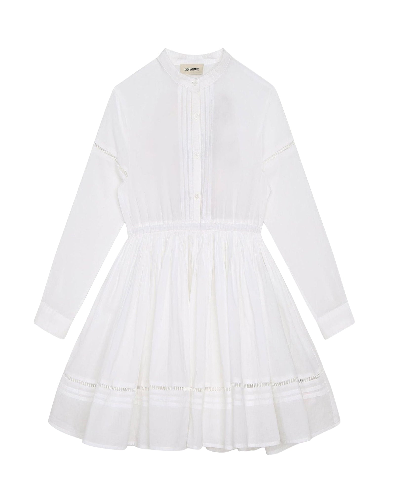 Long-sleeved formal dress in cotton - White