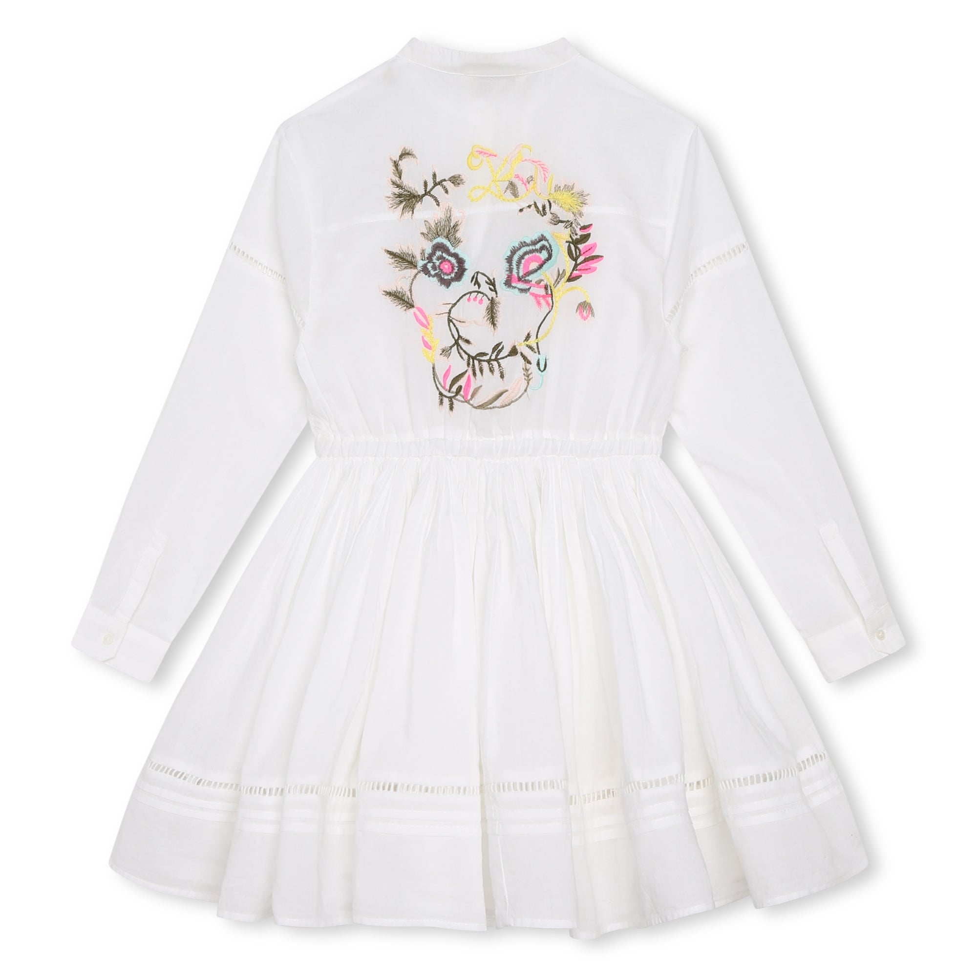 Long-sleeved formal dress in cotton - White