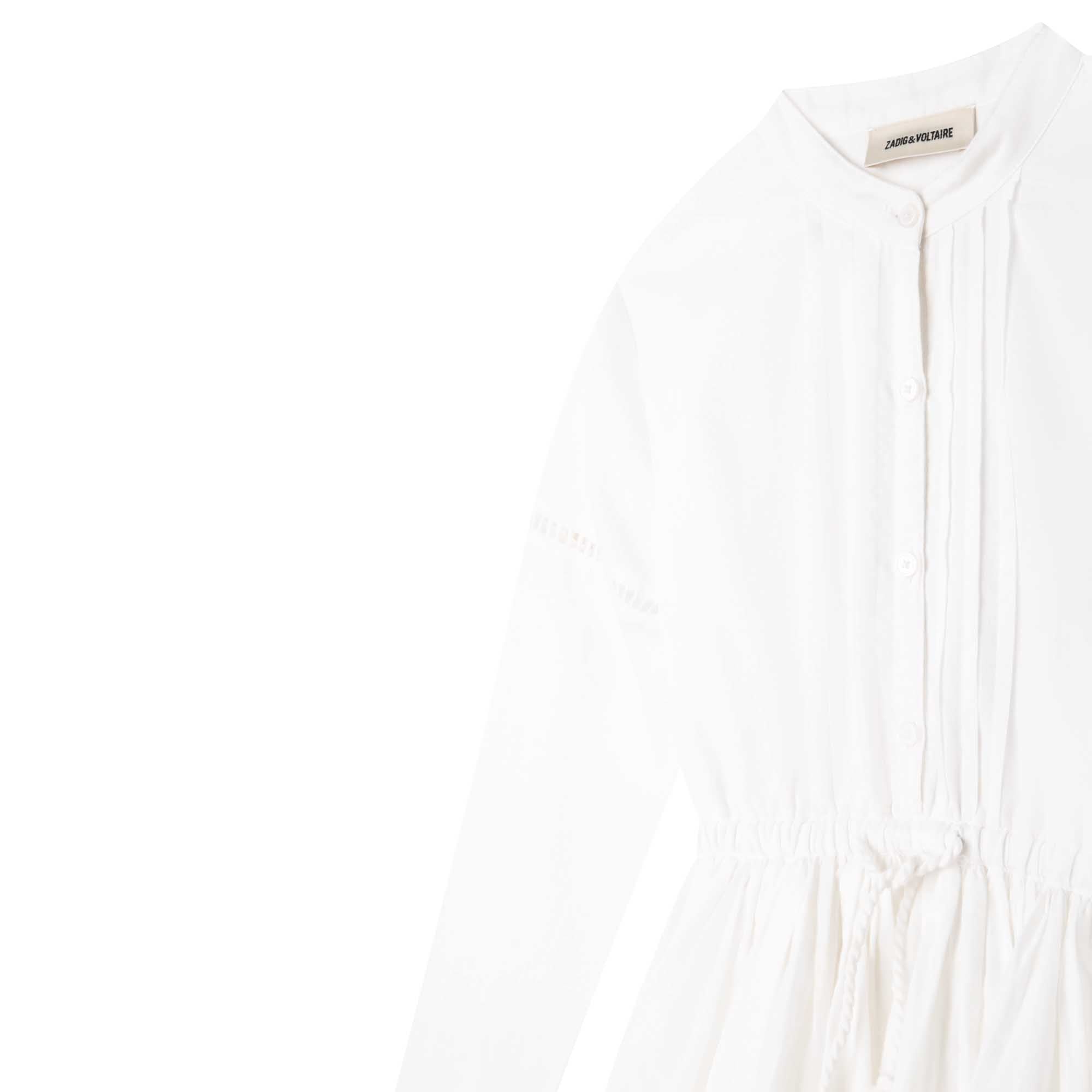 Long-sleeved formal dress in cotton - White