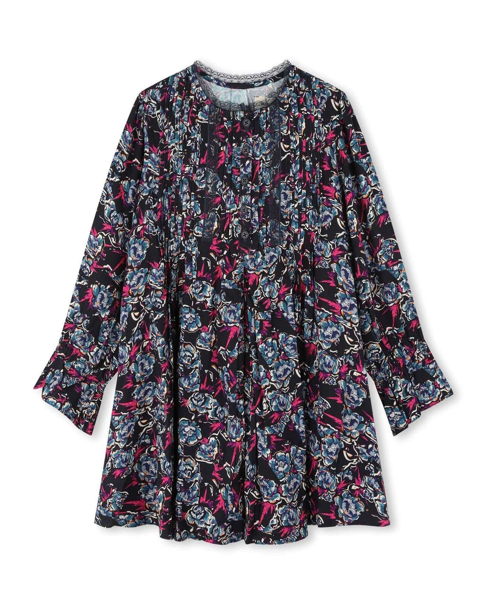 Robe avec détails à dentelle - Dark blue