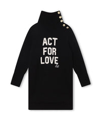 Robe avec illustration en laine - Black