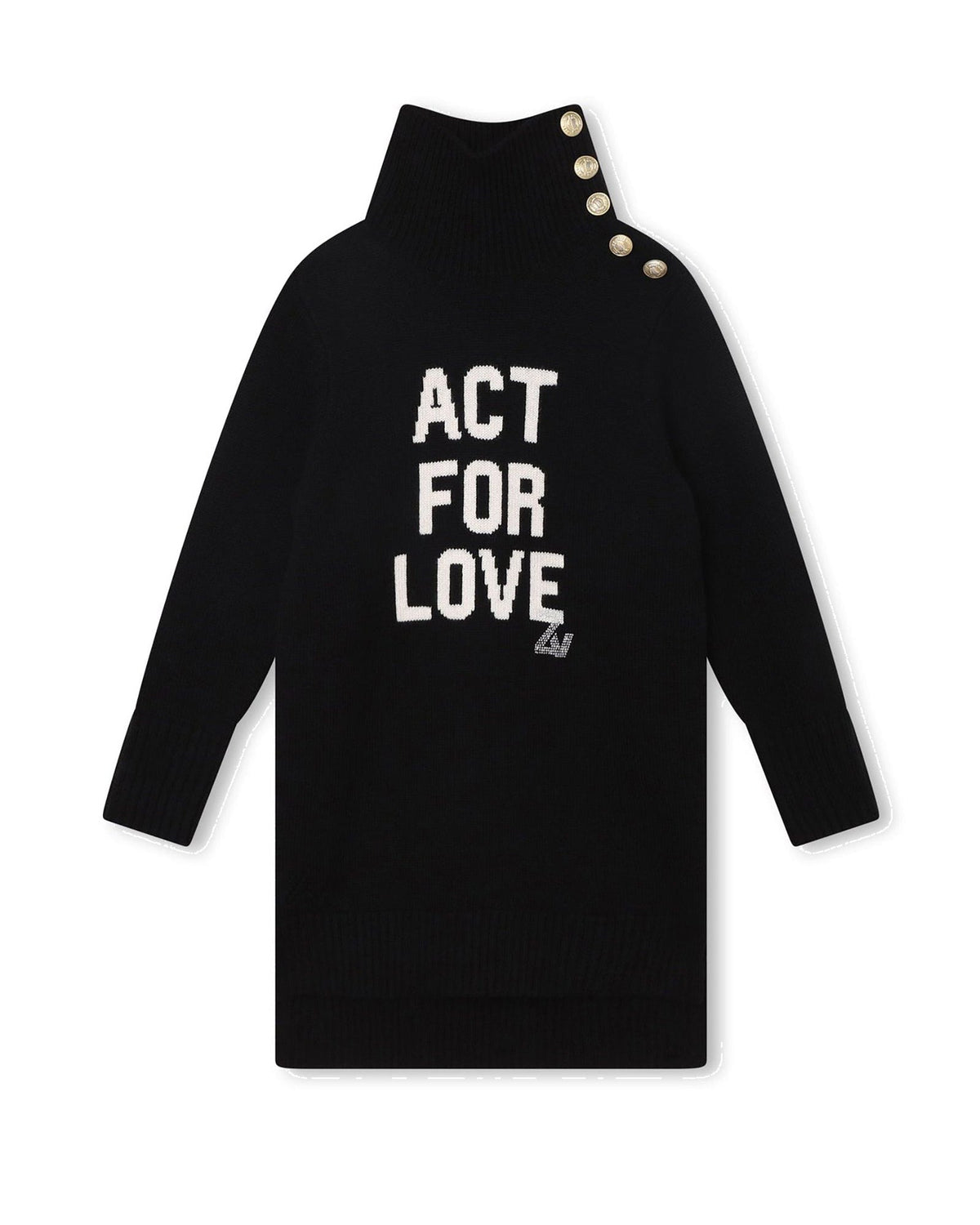 Robe avec illustration en laine - Black