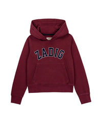 Sweatshirt à capuche en coton gratté - Wine
