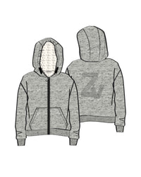 Cardigan à capuche et logo au dos - Gris Chiné