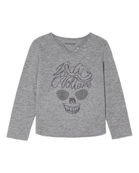 T-shirt en coton mouliné à imprimé paillettes - Gris Moulin