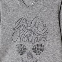 T-shirt en coton mouliné à imprimé paillettes - Gris Moulin
