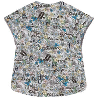Blouse en crêpe à imprimée all over fleurs - Ciel