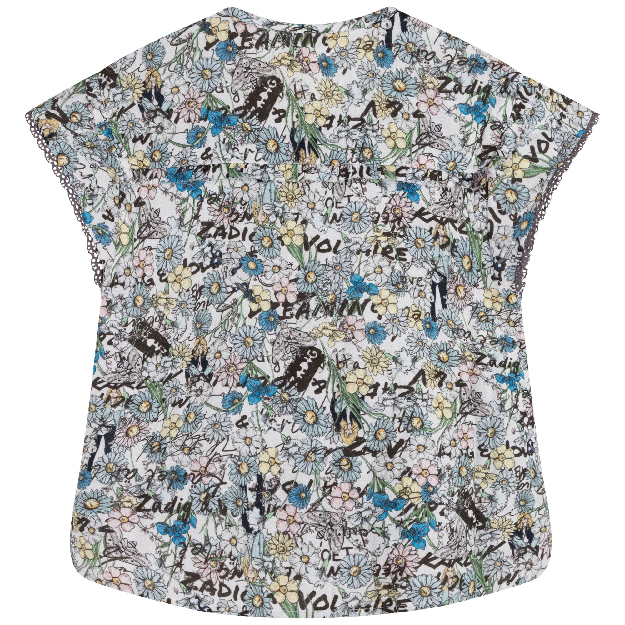 Blouse en crêpe à imprimée all over fleurs - Ciel