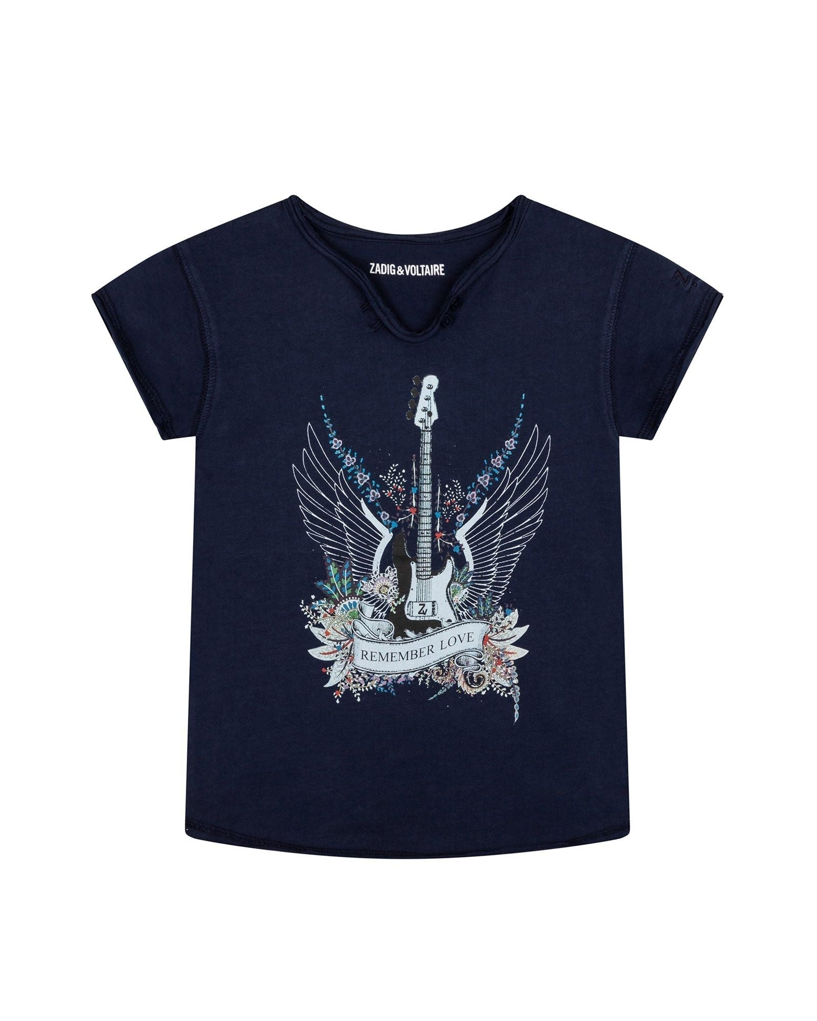 Cotton T-shirt with print and studs - Dark indigo