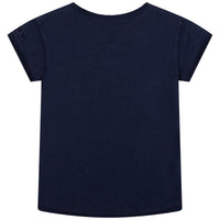 Cotton T-shirt with print and studs - Dark indigo