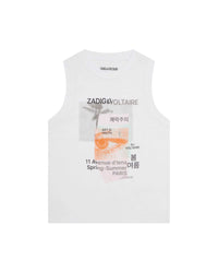 Tank top with cotton illustration - White