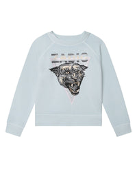 Long-sleeved cotton sweatshirt - Light blue