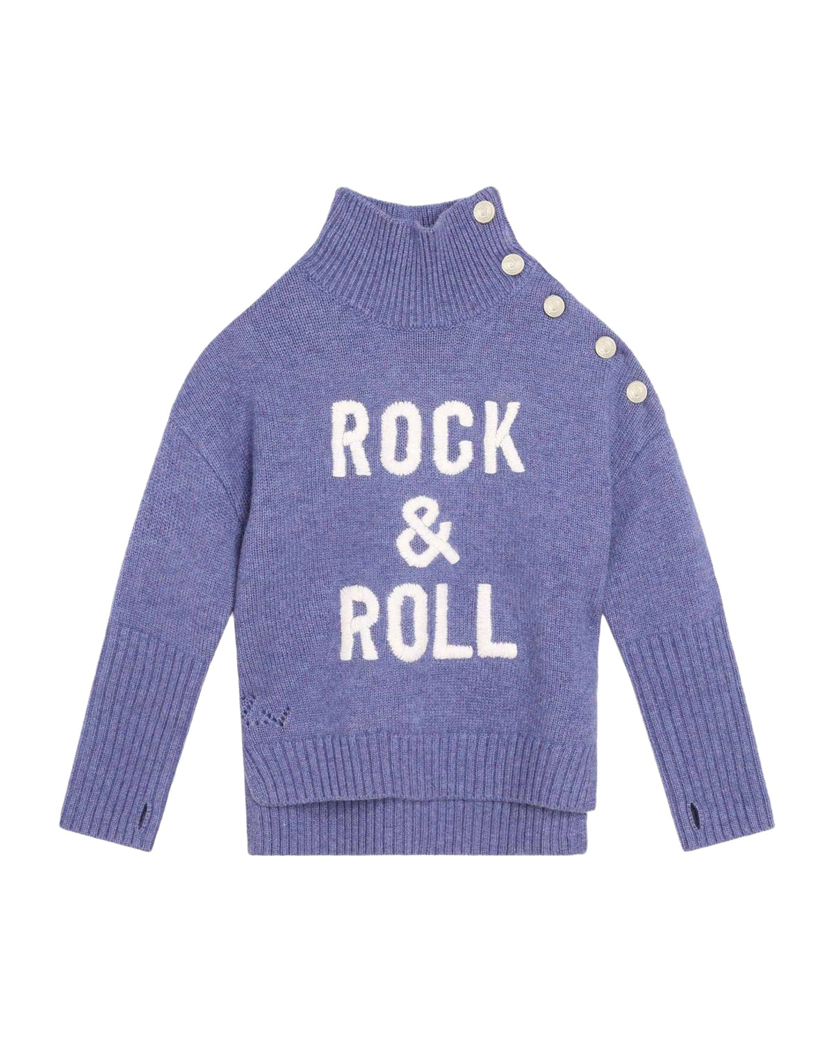 Pull col roulé en laine - Violet Chine