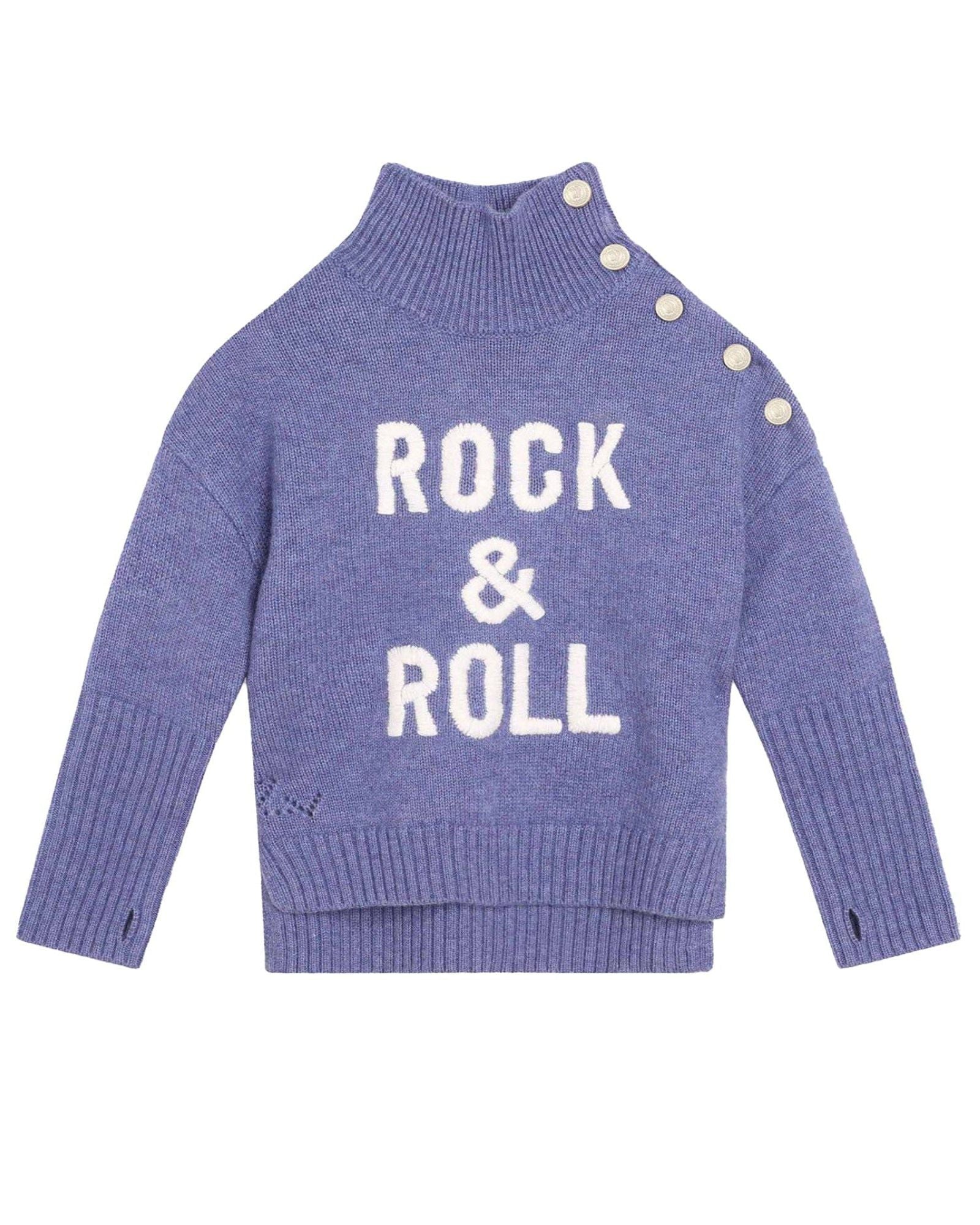 Pull col roulé en laine - Violet Chiné