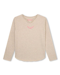 Long-sleeved cotton T-shirt - Pale trench