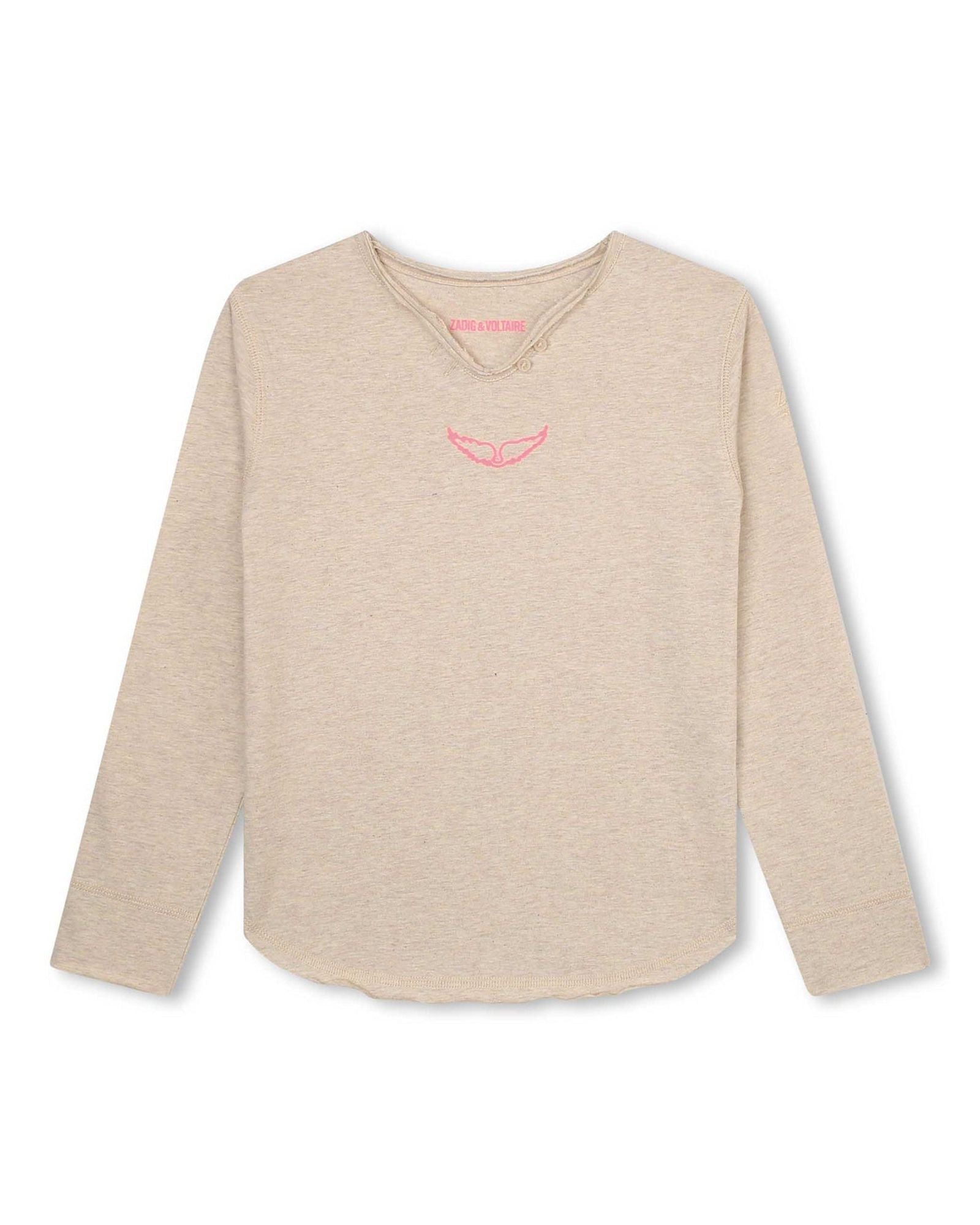 Long-sleeved cotton T-shirt - Pale trench