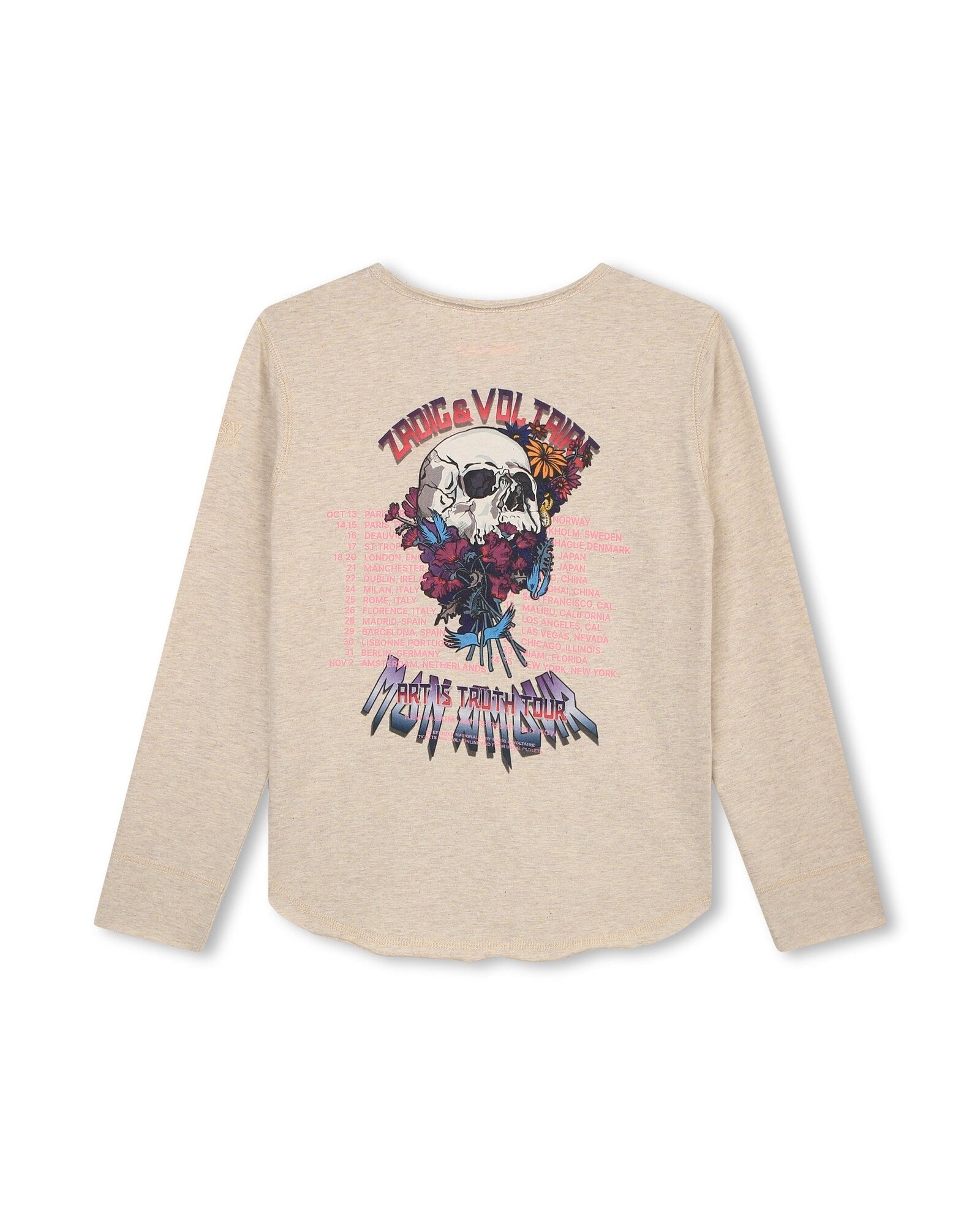 Long-sleeved cotton T-shirt - Pale trench