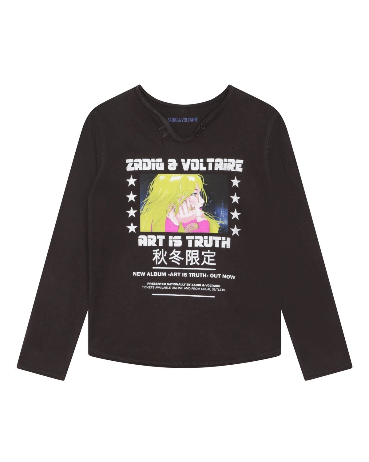 T-shirt à manches longues en coton - Black
