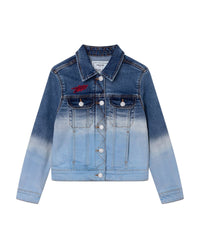 Veste en denim coton à fermeture zippée - Stone bicolor