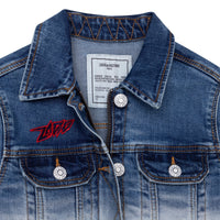 Veste en denim coton à fermeture zippée - Stone bicolor