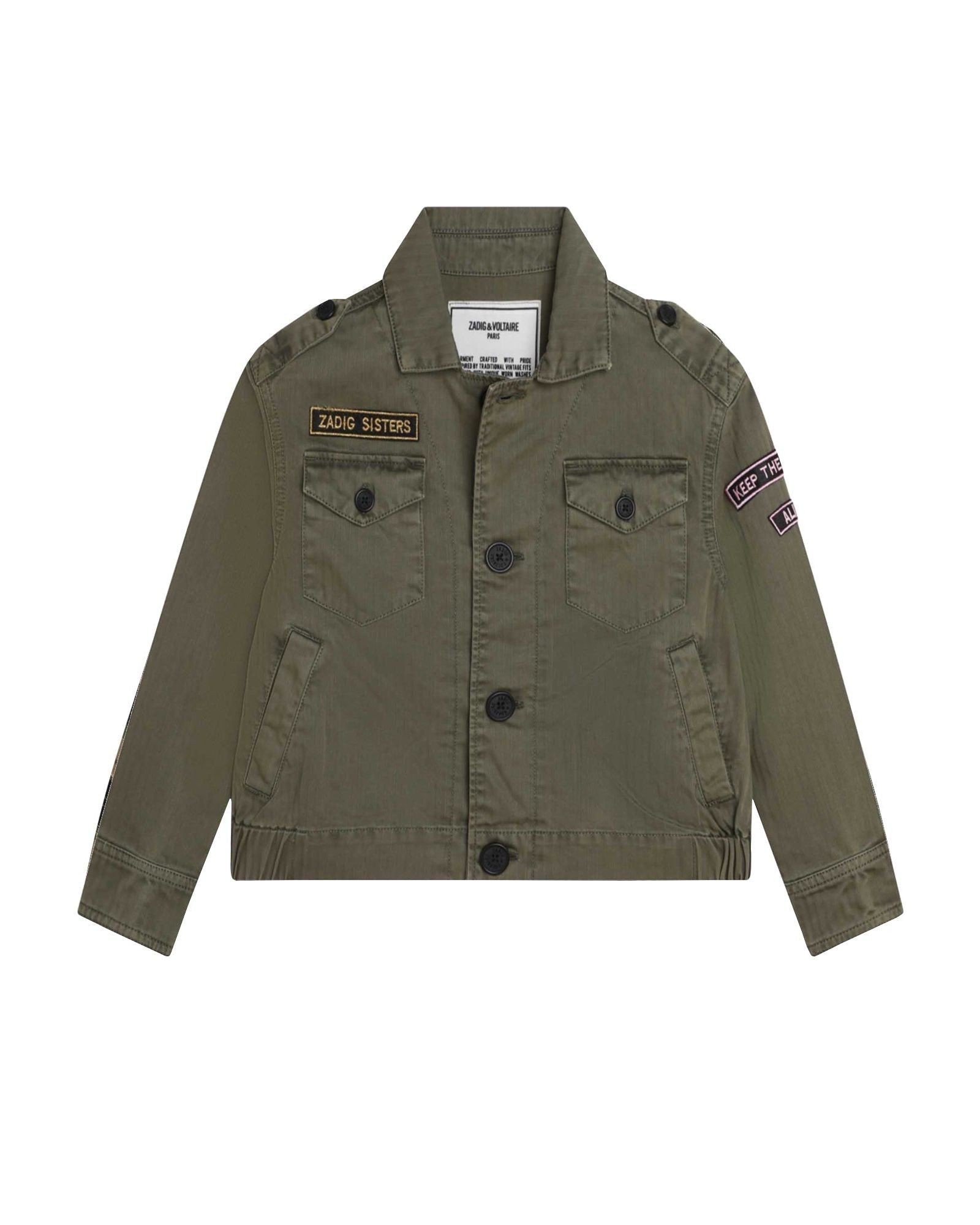 Veste en chevron coton à fermeture boutonnée - Army green