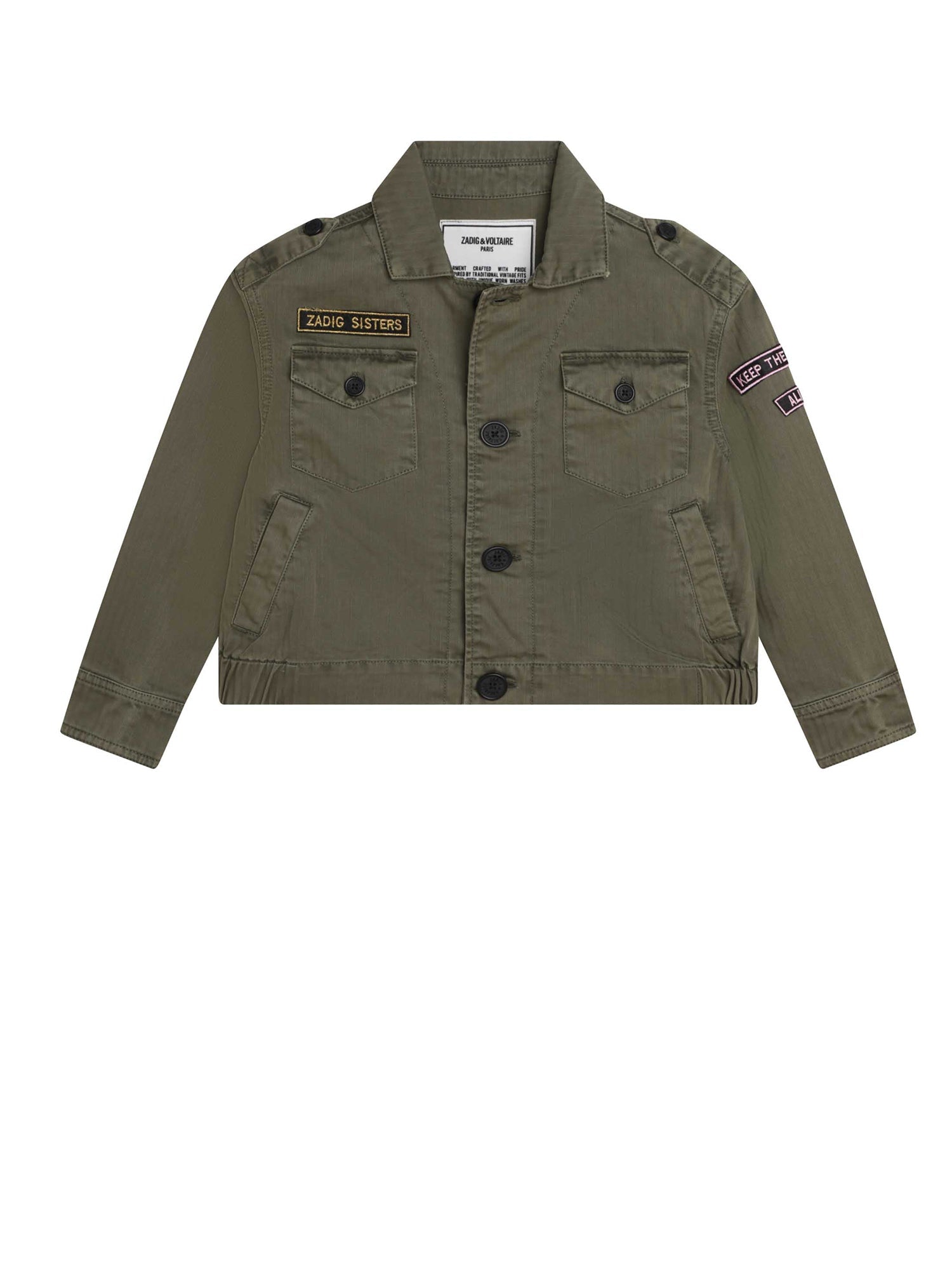 Veste en chevron coton à fermeture boutonnée - Army green