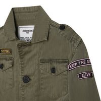 Veste en chevron coton à fermeture boutonnée - Army green