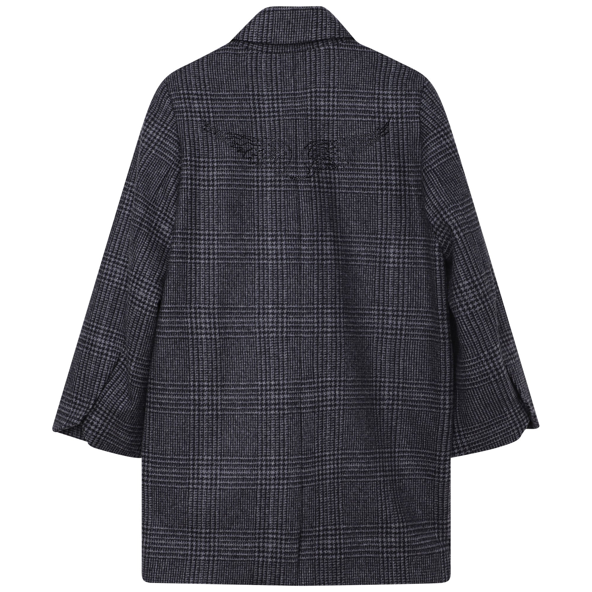 Z&V Manteau à carreau en laine motif prince de galles - Gris Chine