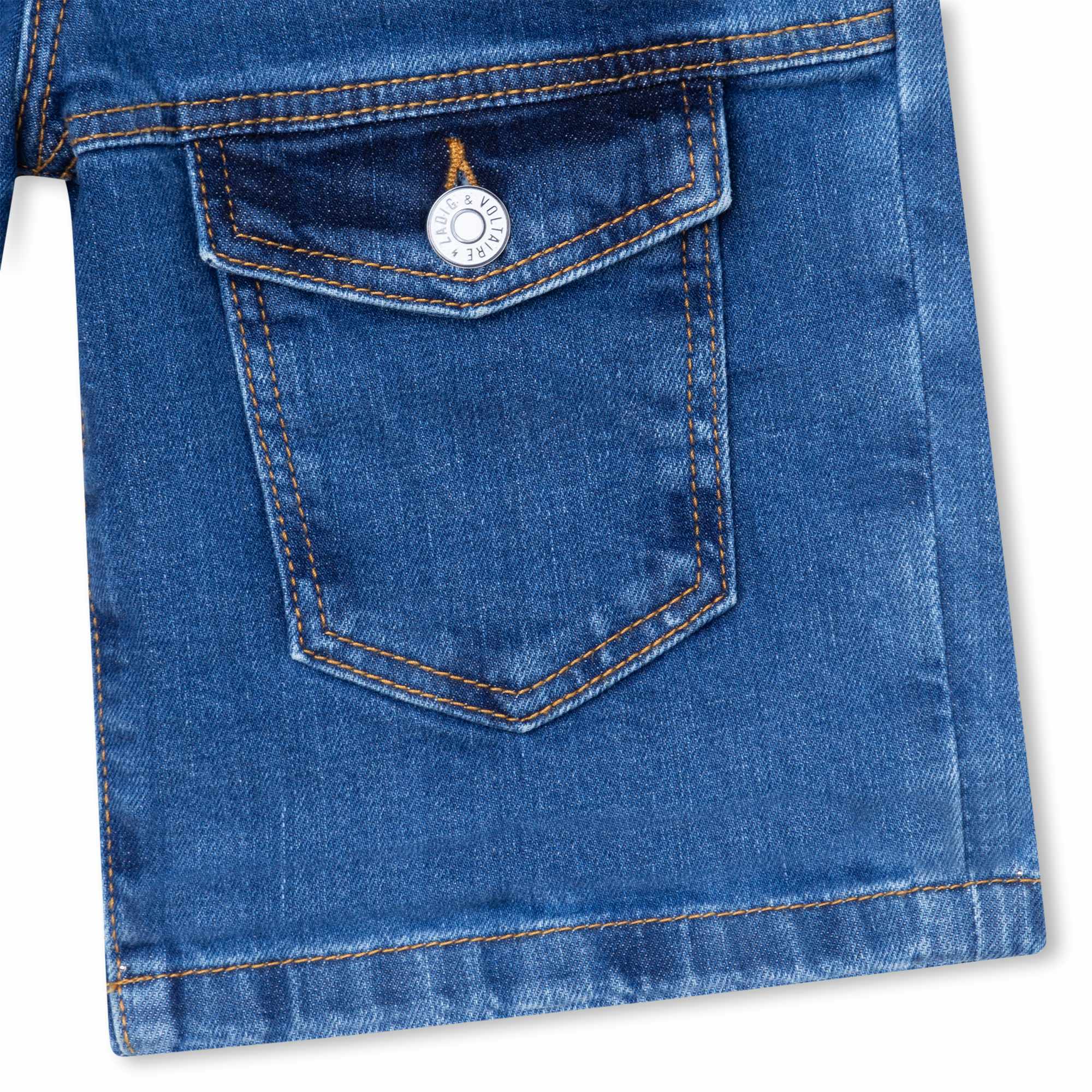 Short long à 5 poches en denim - Denim blue
