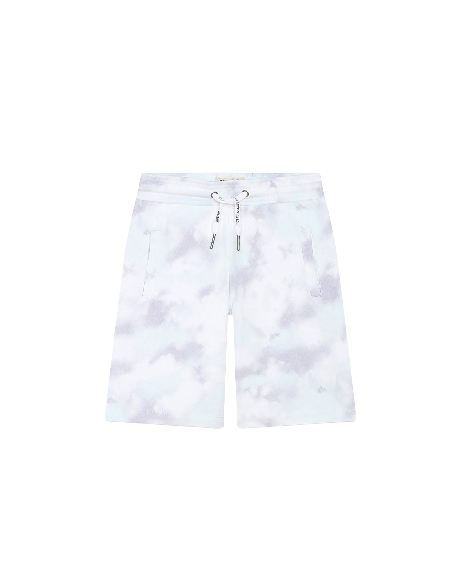 Bermuda à imprimé intégral effet tie & dye en coton - Blanc