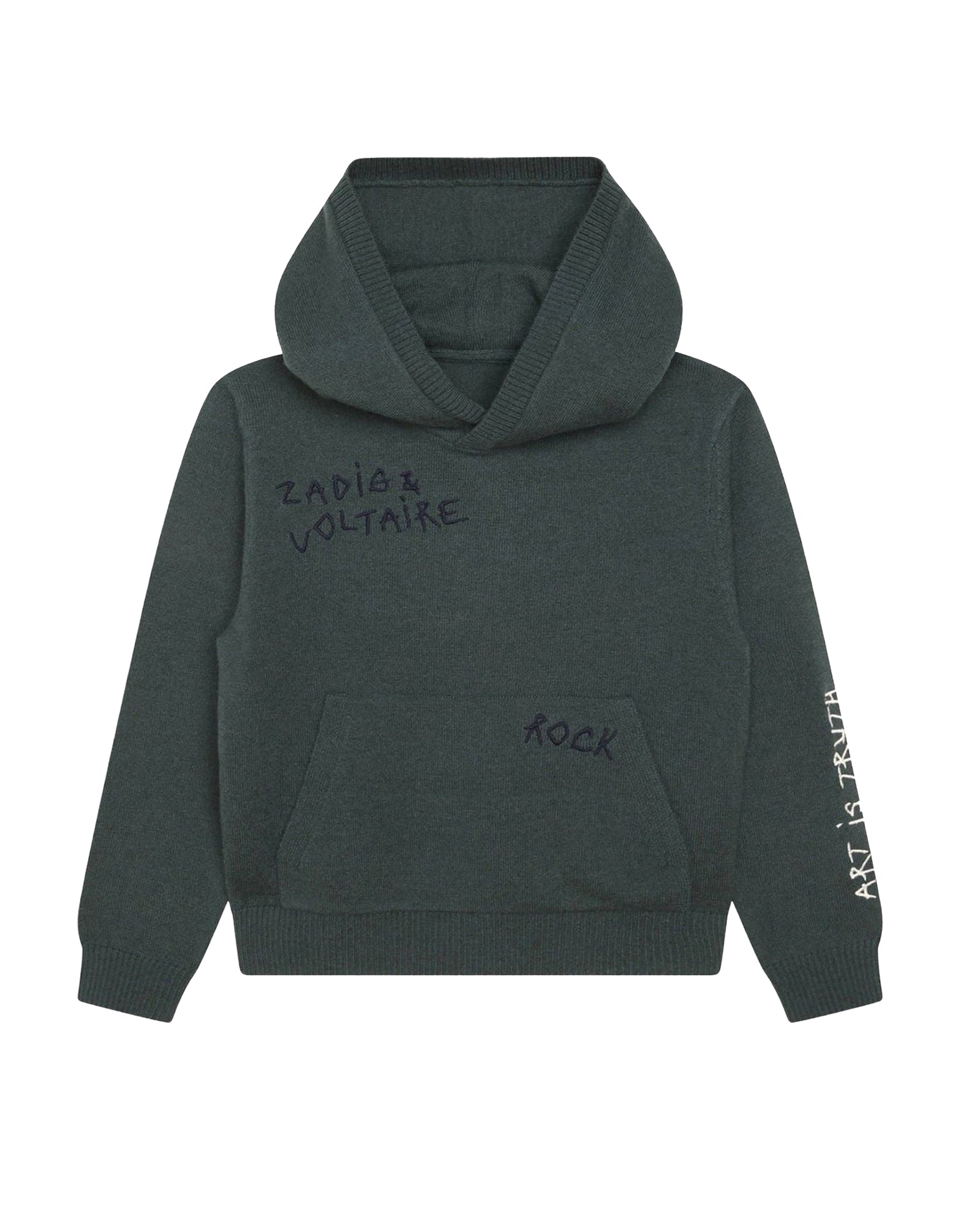 Pull à capuche en laine - Bottle Green