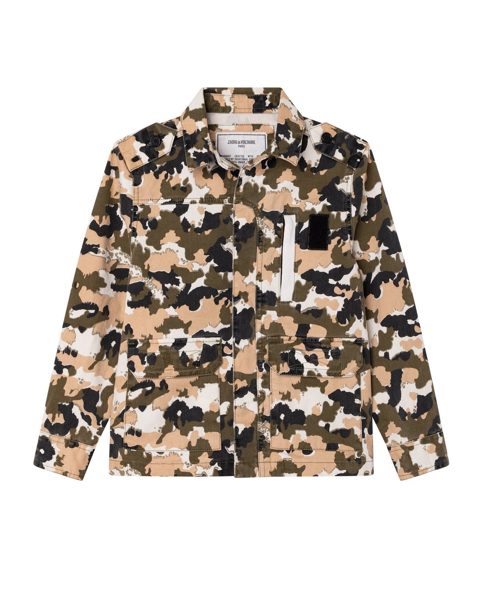 Veste en drill coton imprimé all over camouflage - Army green