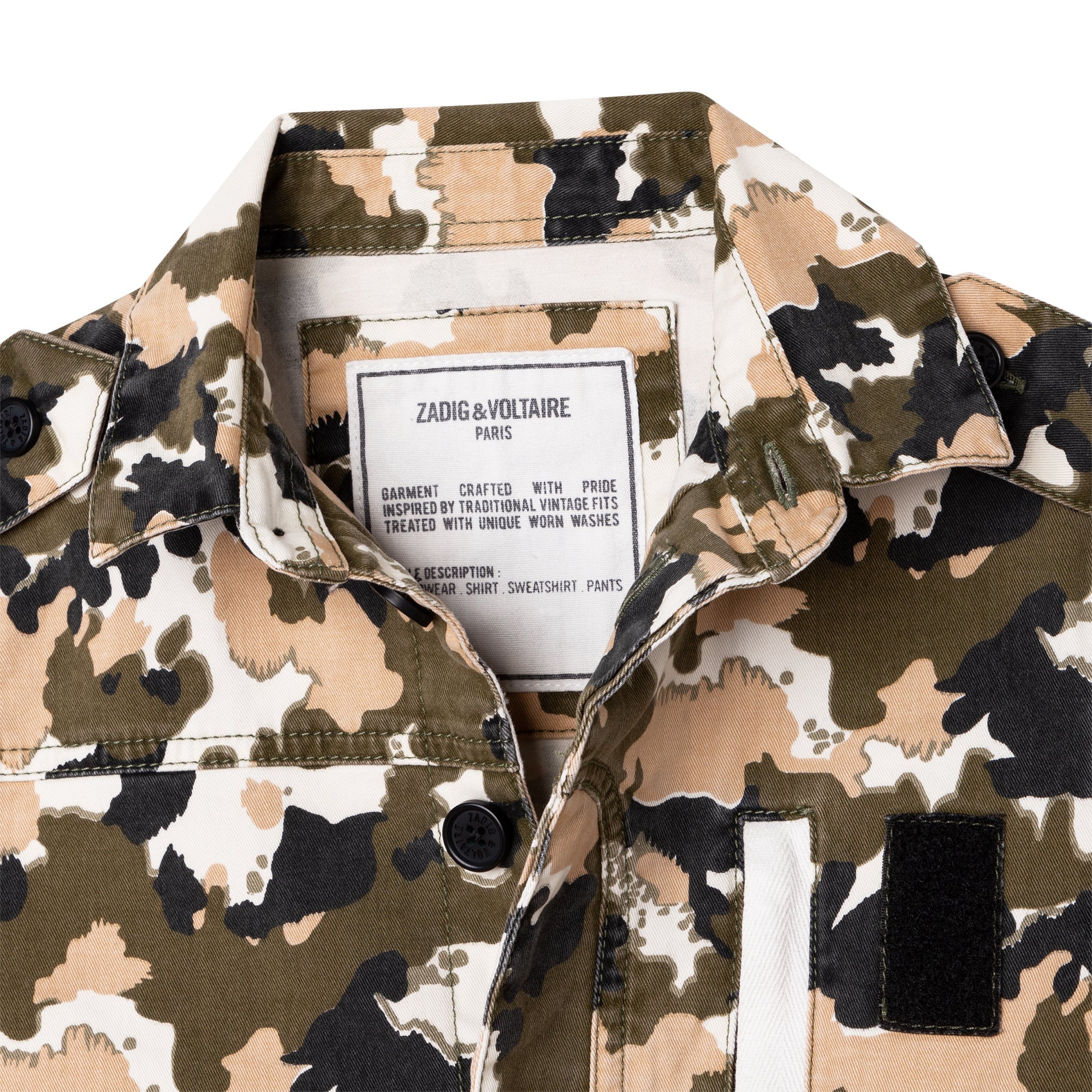 Veste en drill coton imprimé all over camouflage - Army green