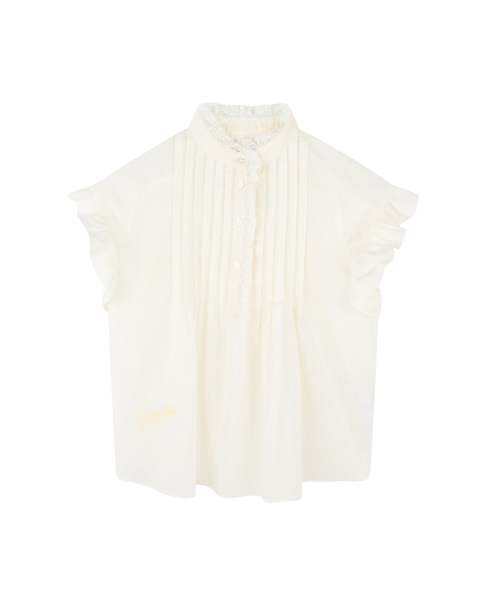 Ruffled cotton blouse - Porcelaine
