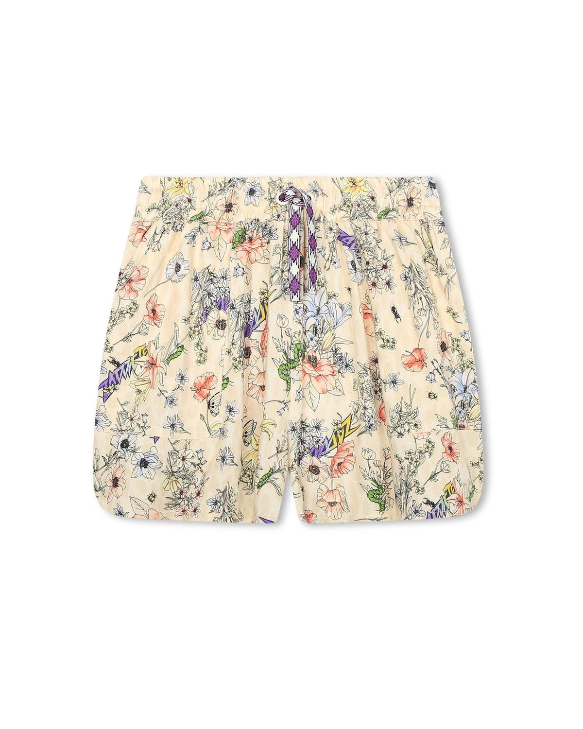 Short à taille élastiquée - Creme