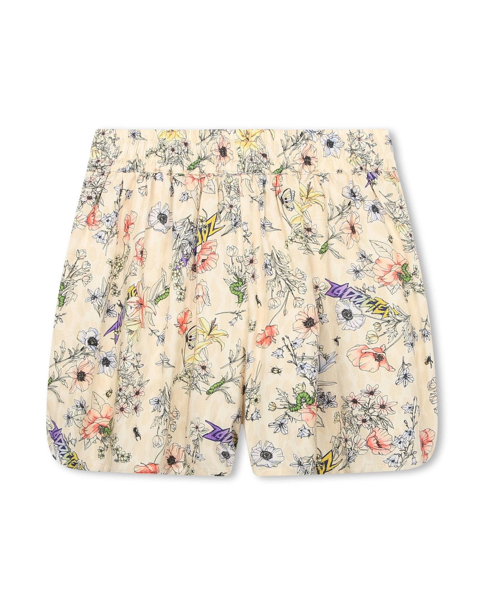 Short à taille élastiquée - Creme