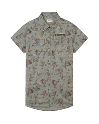 Robe imprimée en sergé - Treillis