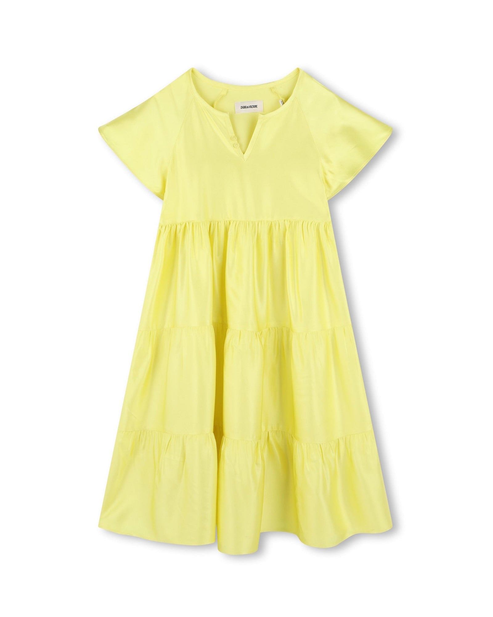 Robe longue à manches courtes - Jaune Tendre